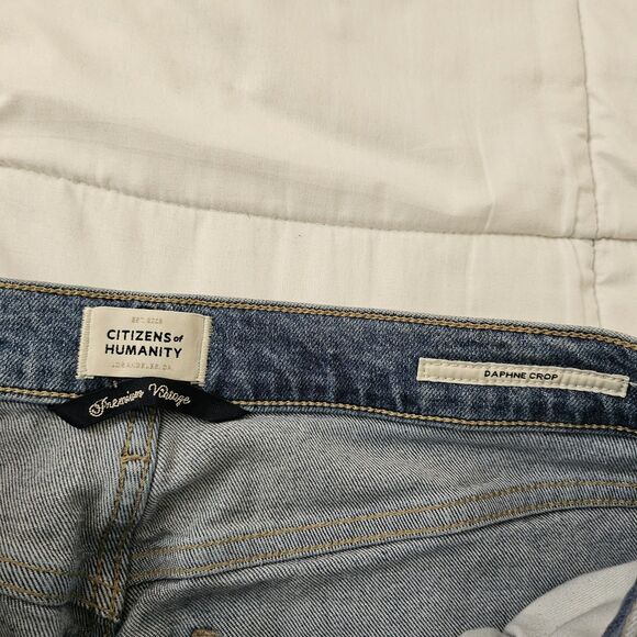 Citizens Of Humanity Jeans Womens 28 Blue Daphne Crop Denim High Rise Raw Hem - Picture 3 of 10